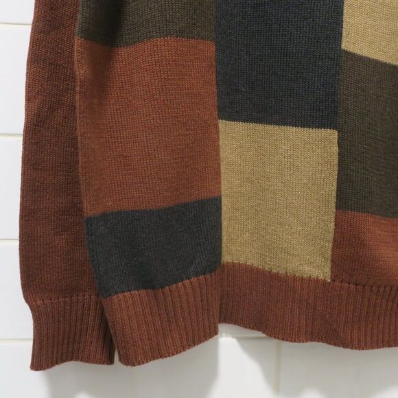 OSCAR DE LA RENTA vintage mens sweater knit brown Large block cotton grandpa pul - Picture 6 of 11